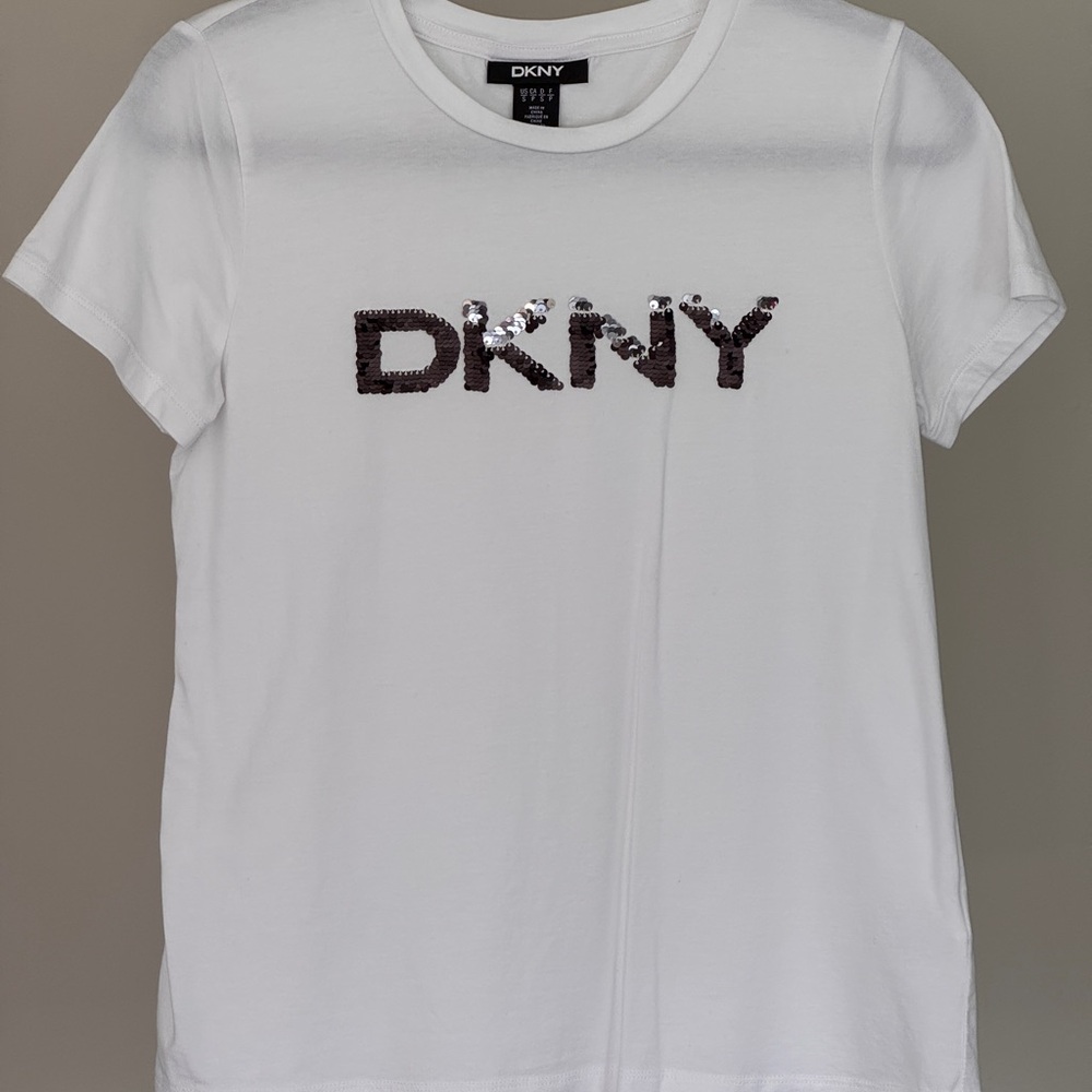 DKNY White Tee with Sparkling Logo